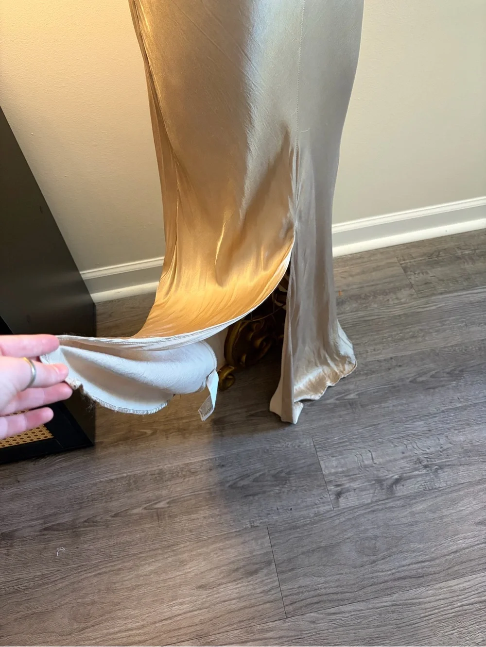 Zara Formal Silky Balconette Style Champagne Slip Dress Size Medium Bridesmaid - Picture 6 of 15